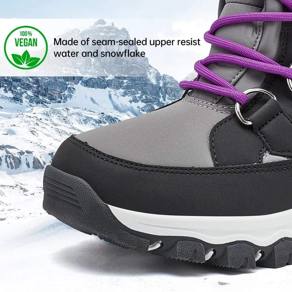 HOBIBEAR Womens Winter Boots Warm Faux Fur Lined Snow Boots Cold Weather Outdoor Shoes Water Resistant