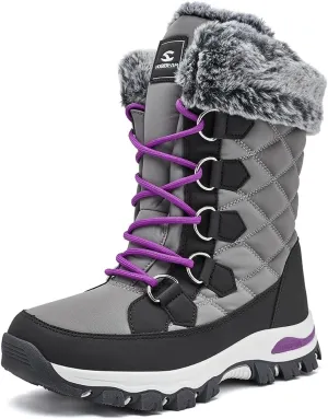 HOBIBEAR Womens Winter Boots Warm Faux Fur Lined Snow Boots Cold Weather Outdoor Shoes Water Resistant