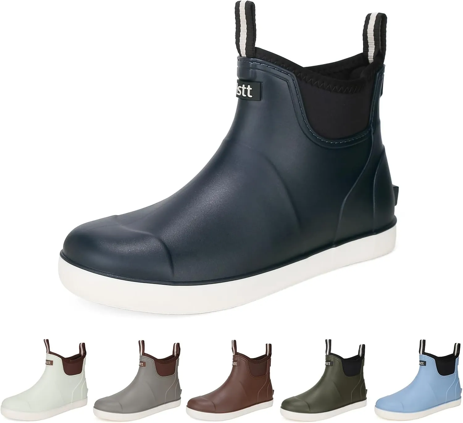 HSBDNZQ Men's Deck Boots, Deck Shoes Waterproof Rain Boots, Saltwater Rubber Ankle Boots, Non-Slip Garden Fishing Shoes for Boating Camping Sailing