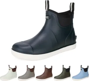 HSBDNZQ Men's Deck Boots, Deck Shoes Waterproof Rain Boots, Saltwater Rubber Ankle Boots, Non-Slip Garden Fishing Shoes for Boating Camping Sailing