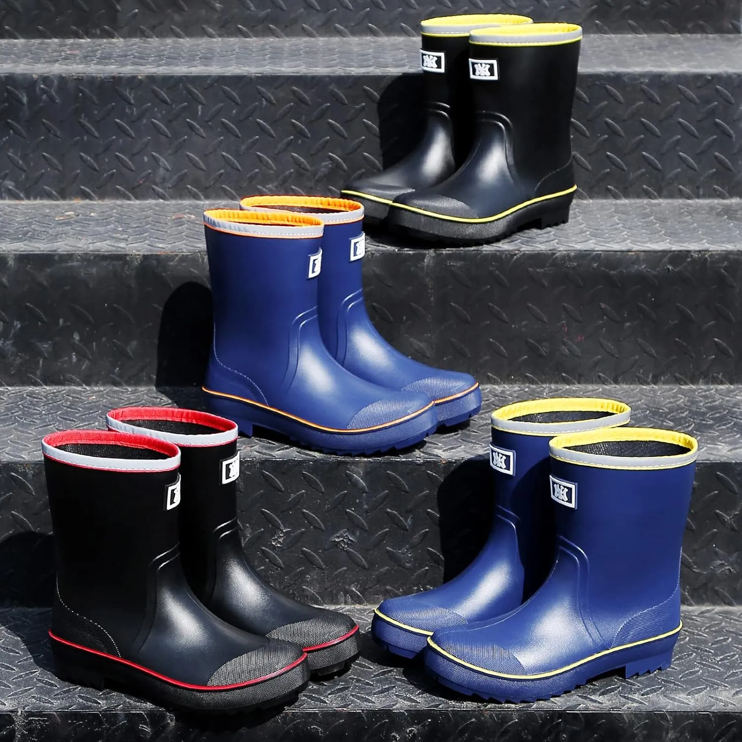 HSBDNZQ Rain Boots for Men, Waterproof Mens Rubber Boots with PVC Unique Design, Comfort Lightweight Work Mud Boots, Resistant Durable Slip Garden Boots for Farming Gardening Fishing