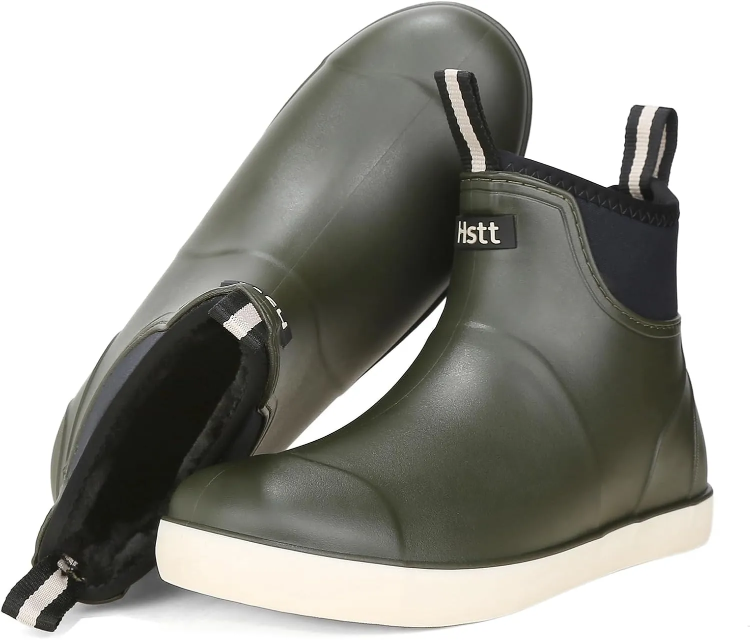 Hsttgsr Men's Deck Boots, Rubber Rain Boots Waterproof Fishing Boots, Ankle Anti-Slip High Traction Boots for Professional Premium Neoprene, Garden Boots Shoes Footwear Booties for Men Outdoor Work