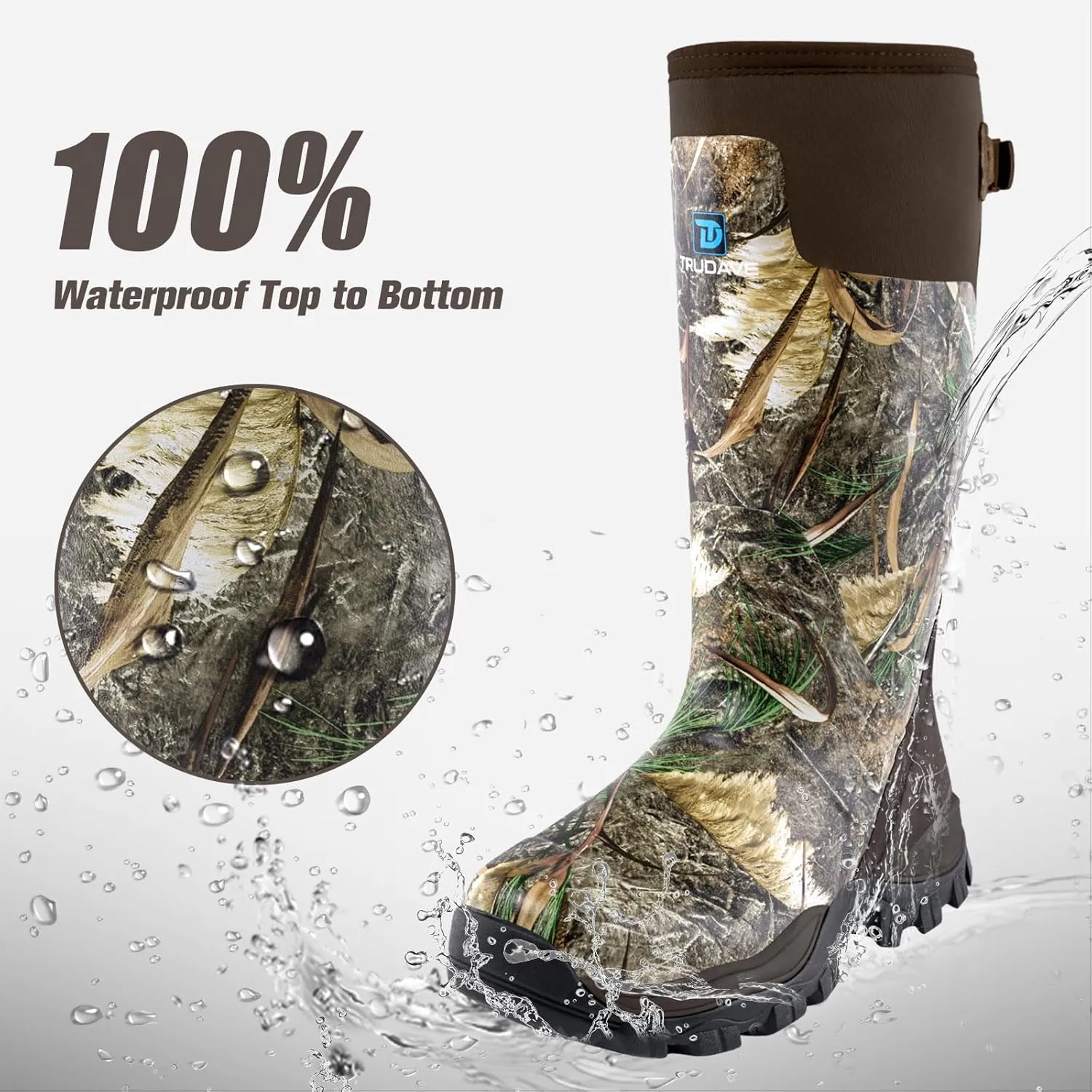 Hunting Boots for Men, Waterproof Rubber Boots with Steel Shank, 5mm Neoprene Camo Insulated Outdoor Hunting Boots (Size 5-14)