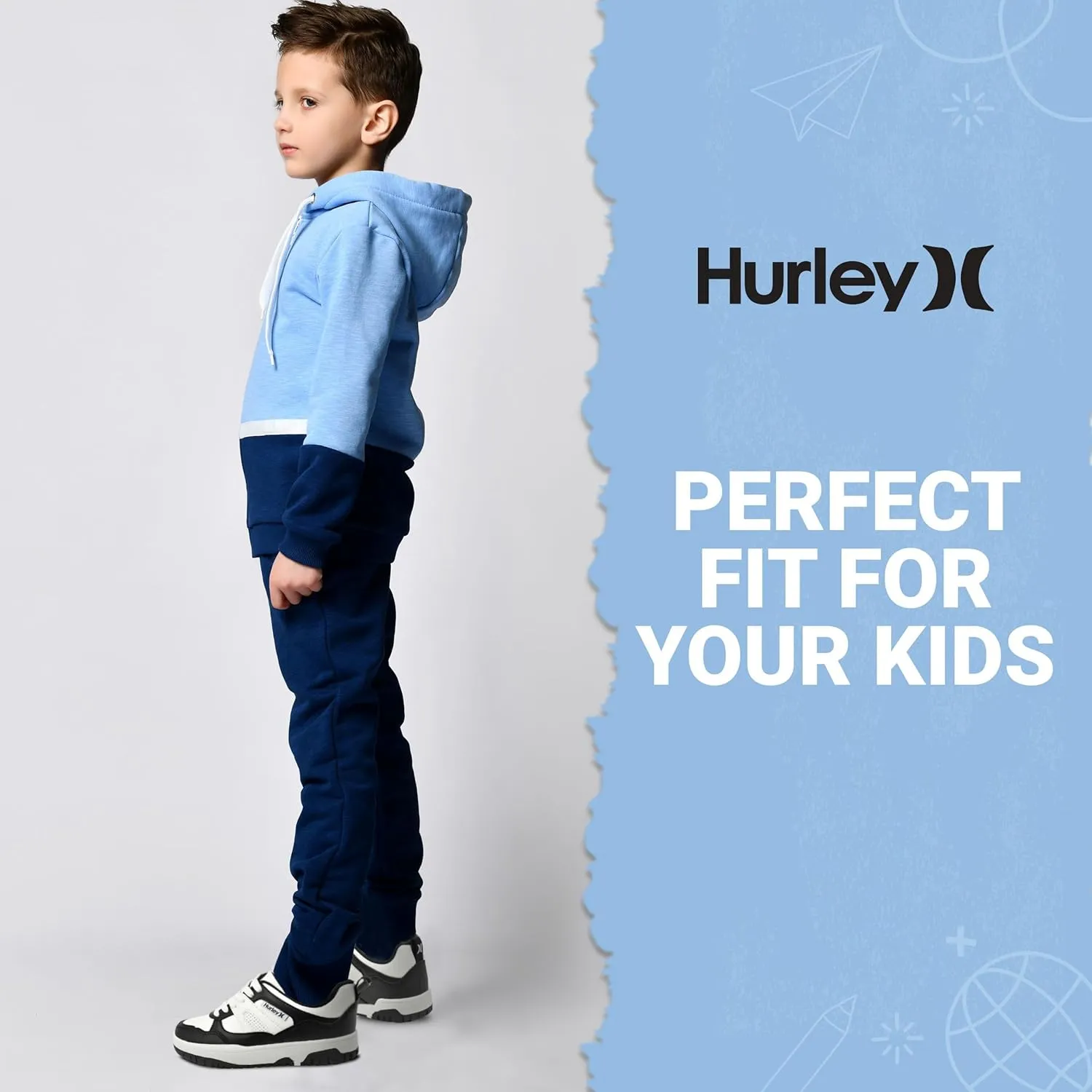 Hurley Kids' Jason Low Cut Sneakers, Lace Up Sneaker Shoes for Kids, Sports Shoes for Boys and Girls, Padded Sneakers with Durable Outsoles, Basketball Shoes for Kids