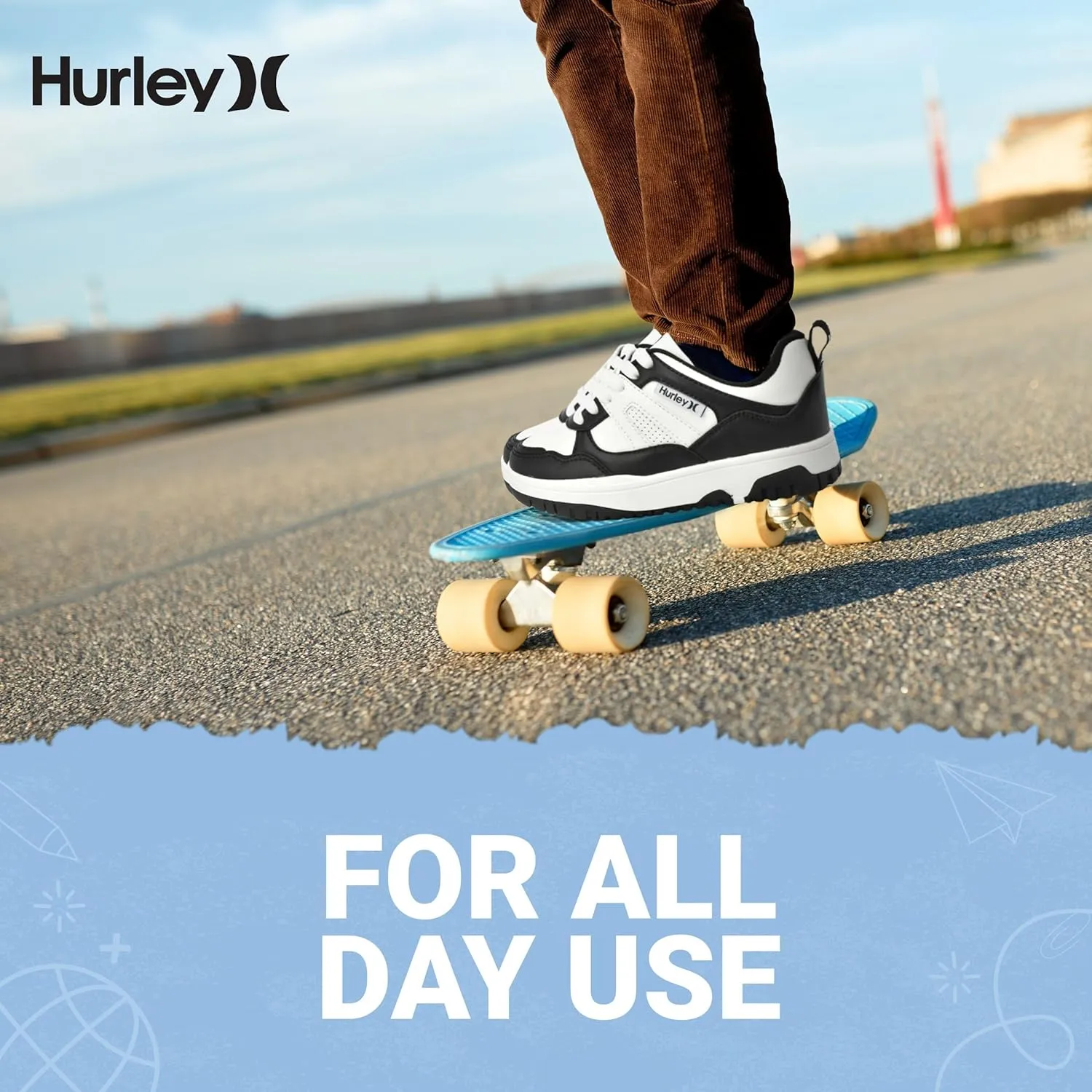 Hurley Kids' Jason Low Cut Sneakers, Lace Up Sneaker Shoes for Kids, Sports Shoes for Boys and Girls, Padded Sneakers with Durable Outsoles, Basketball Shoes for Kids