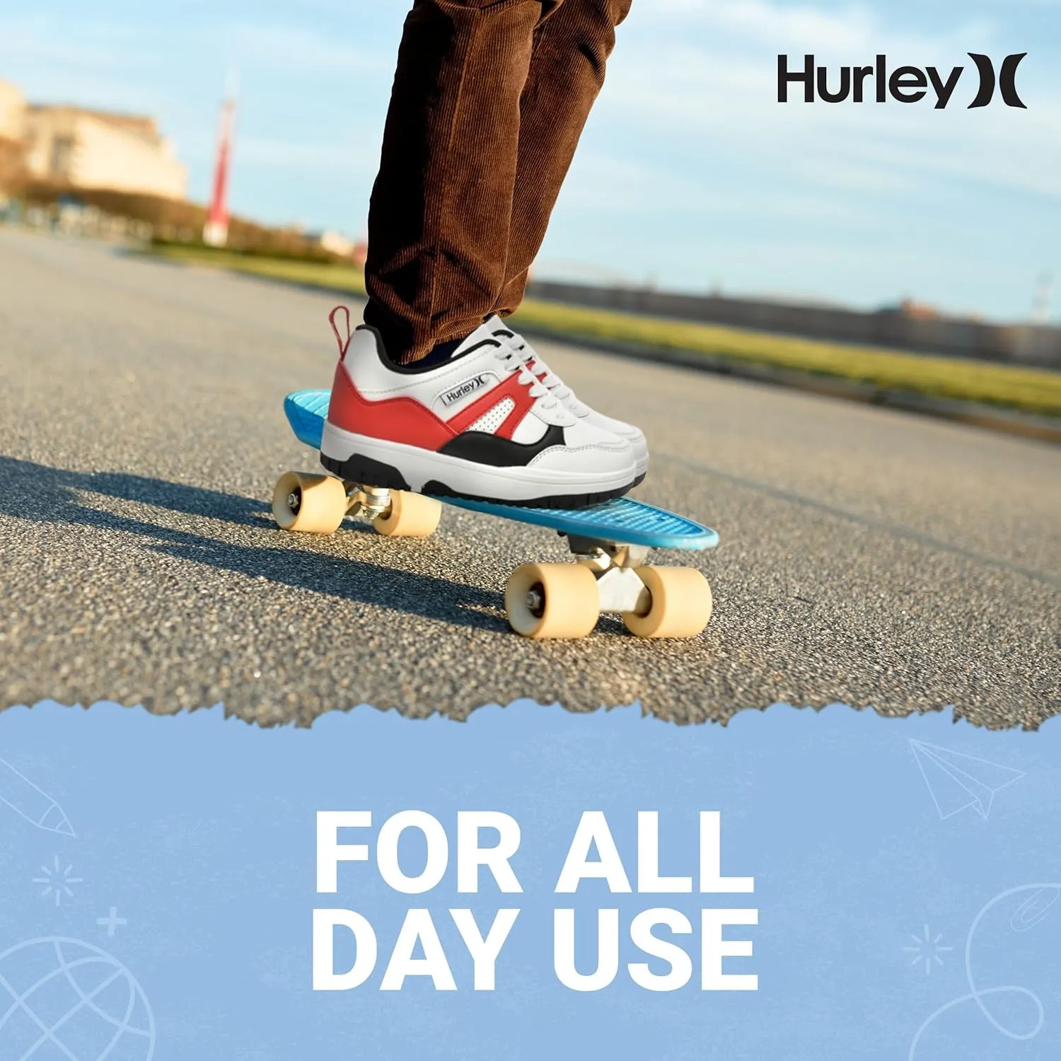 Hurley Kids' Jason Low Cut Sneakers, Lace Up Sneaker Shoes for Kids, Sports Shoes for Boys and Girls, Padded Sneakers with Durable Outsoles, Basketball Shoes for Kids