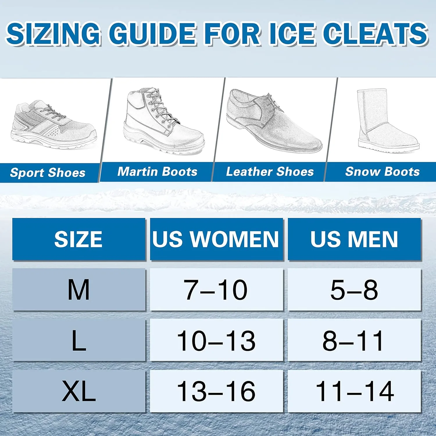 Ice Snow Cleats for Shoes and Boots Walk Traction Cleats Ice Crampon Non-Slip Overshoe for Men Women Winter Walking on Snow and Ice