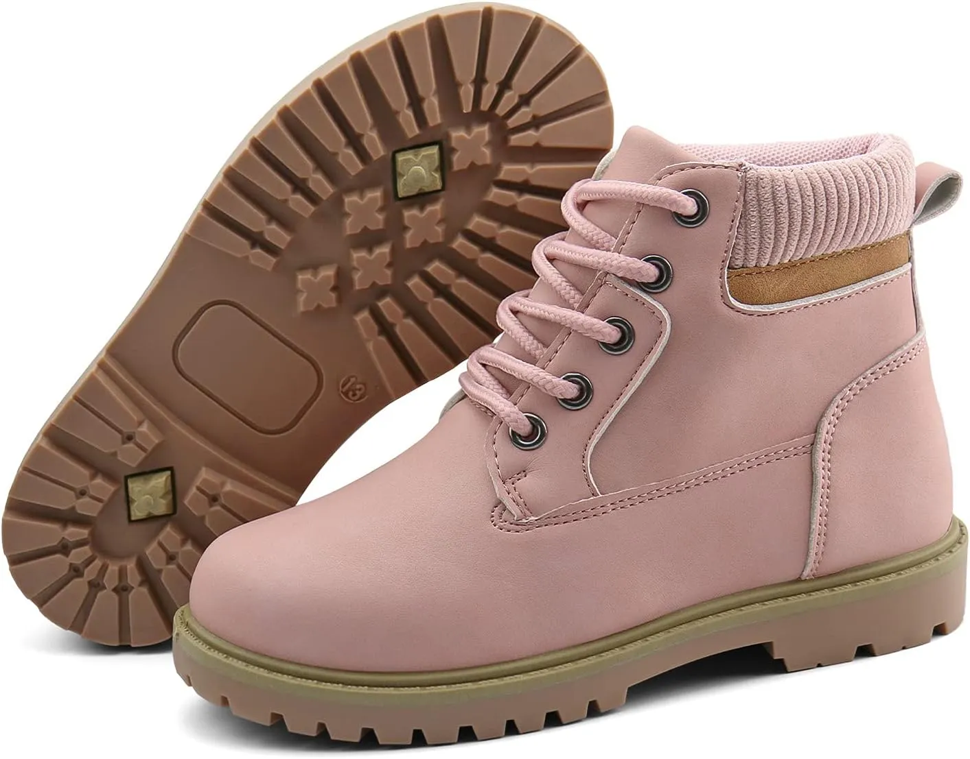 JABASIC Kids Ankle Boots Boys Girls Lace-Up Outdoor Comfort Work Boots
