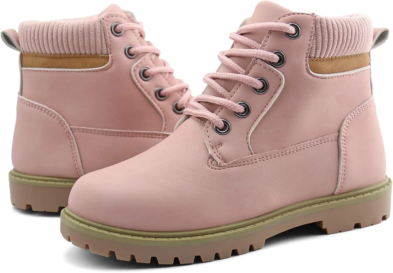 JABASIC Kids Ankle Boots Boys Girls Lace-Up Outdoor Comfort Work Boots