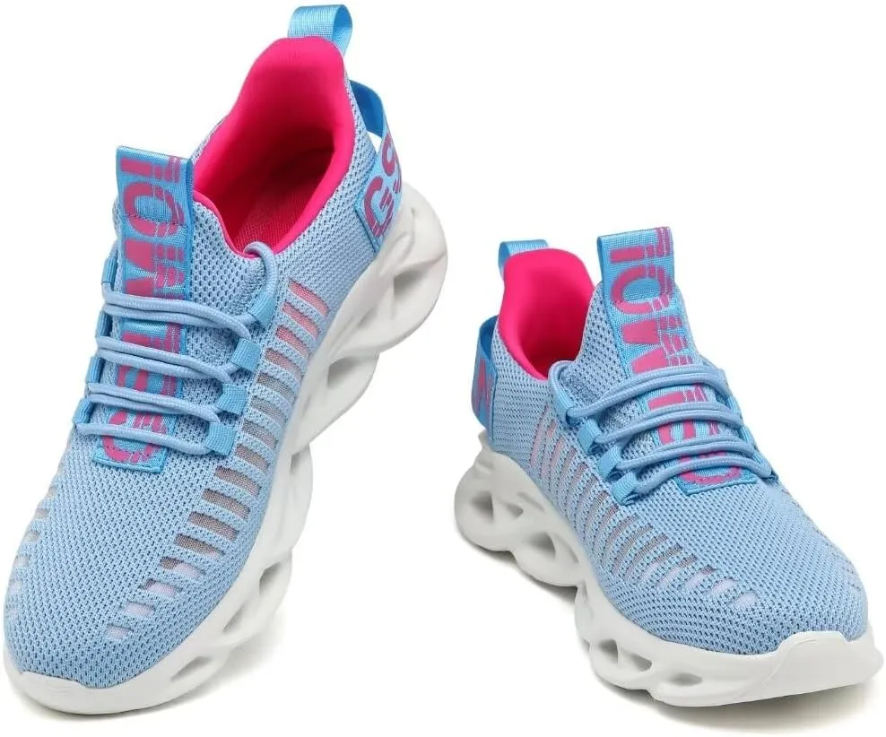 Jakcuz Women's Lace Up Walking Shoes Breathable Ultra Lightweight Sport Casual Ladies Girls Fashion Platform Sneakers
