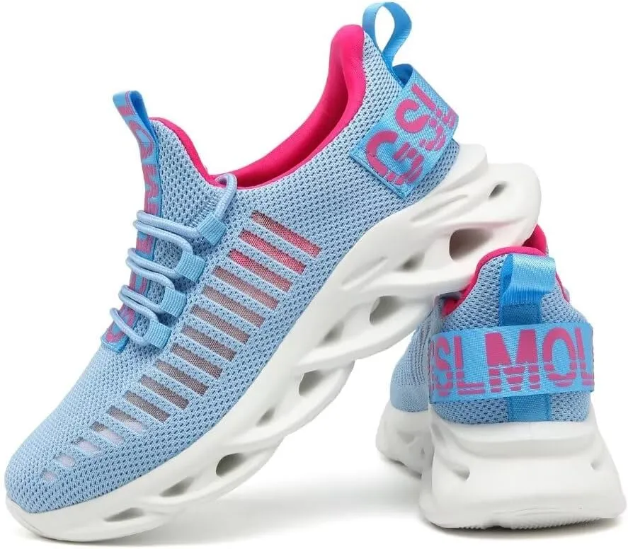 Jakcuz Women's Lace Up Walking Shoes Breathable Ultra Lightweight Sport Casual Ladies Girls Fashion Platform Sneakers