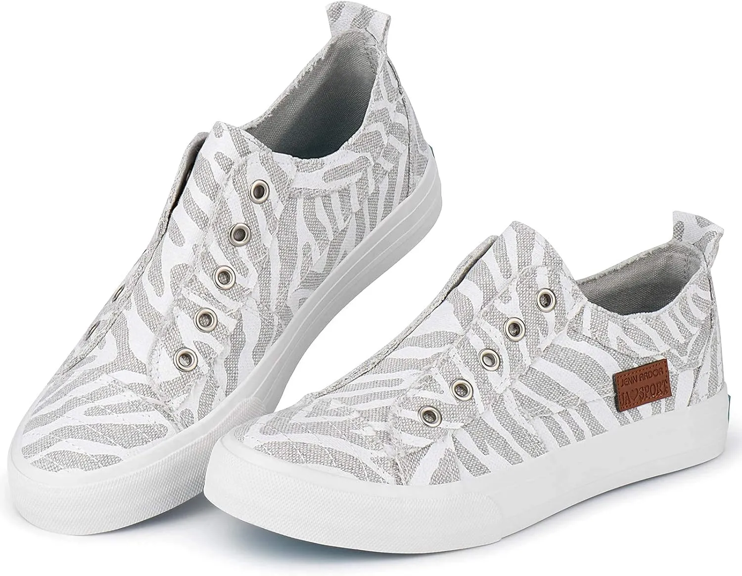 JENN ARDOR Womens Fall Slip On Fashion Sneakers No Laces Comfortable Casual Low Canvas Sneakers Flats Walking Shoes
