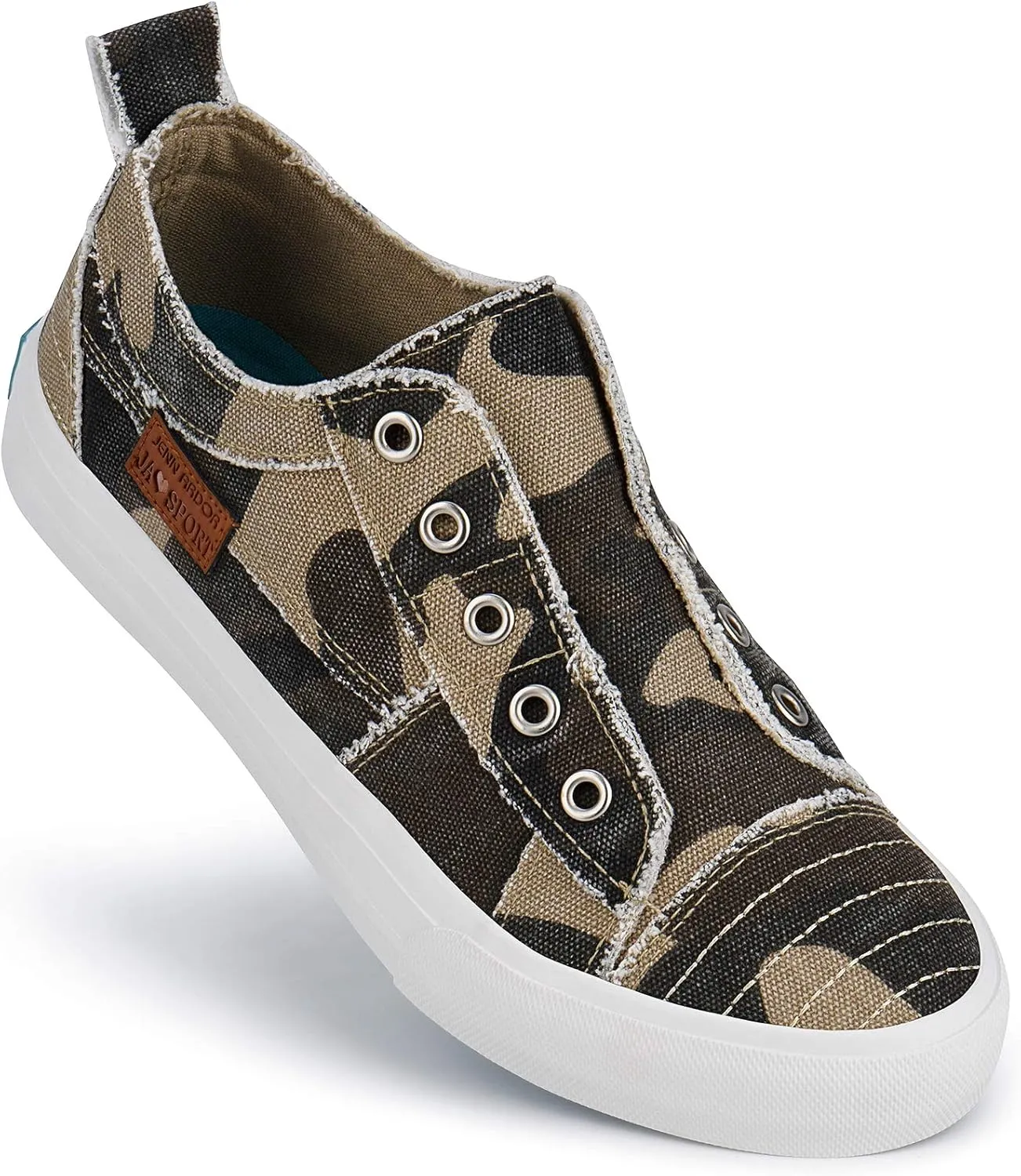 JENN ARDOR Womens Fall Slip On Fashion Sneakers No Laces Comfortable Casual Low Canvas Sneakers Flats Walking Shoes