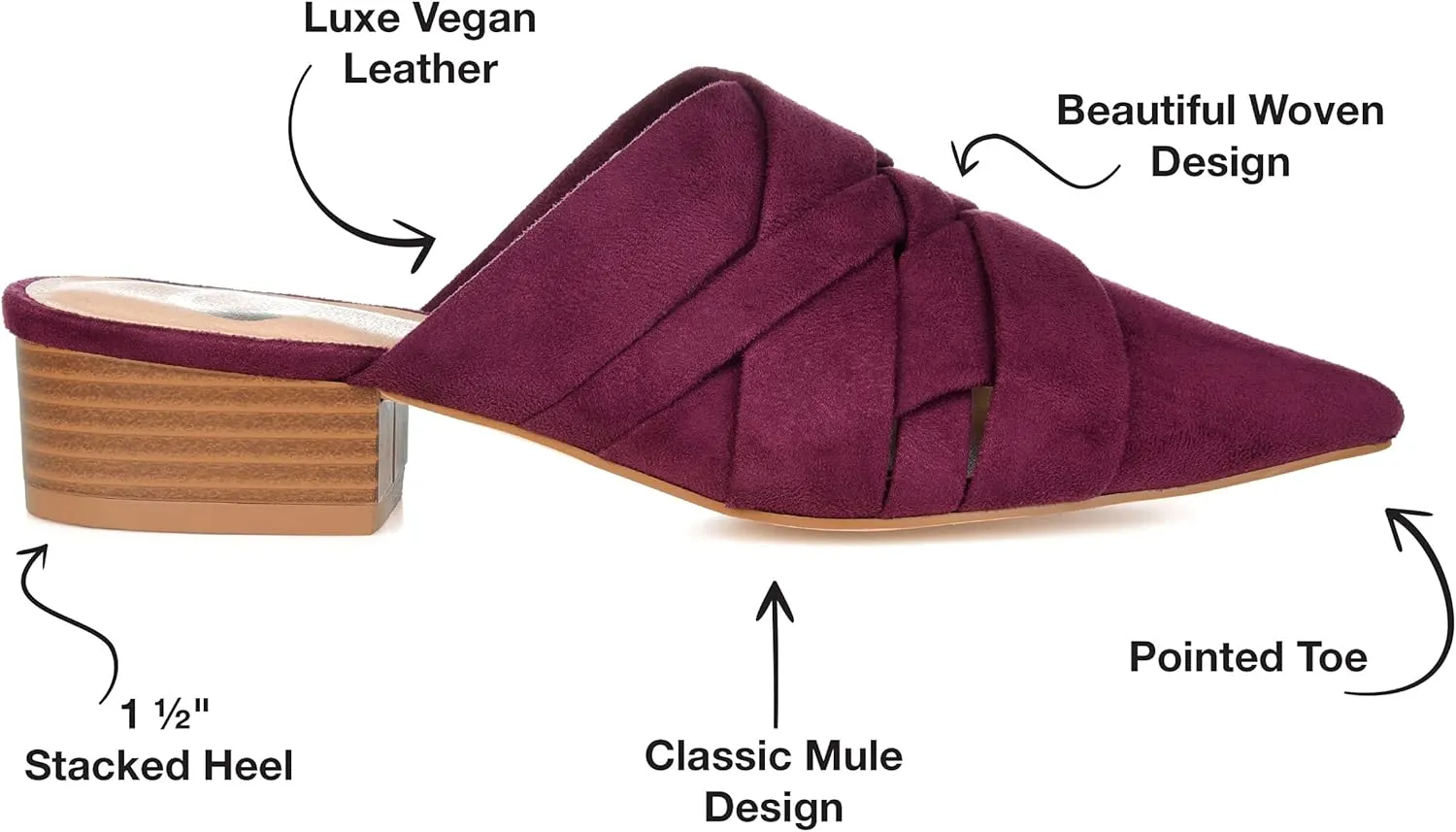 Journee Collection Womens Kalida Pointed Toe Slip On Mule Sandals