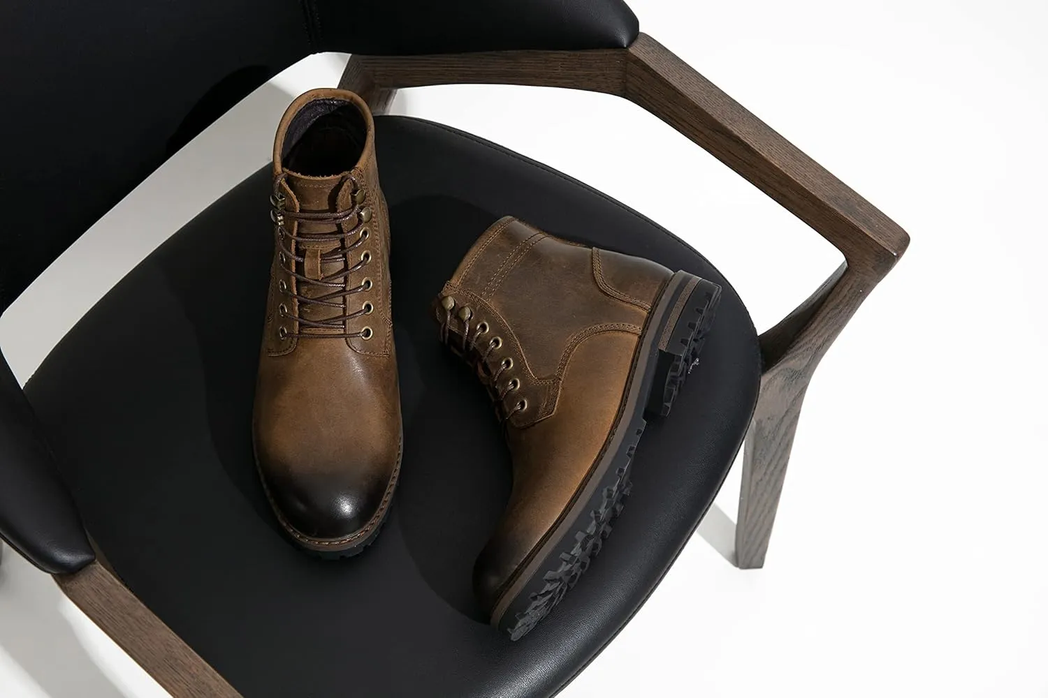Jousen Men Chukka Boots Premium Leather Black Boots