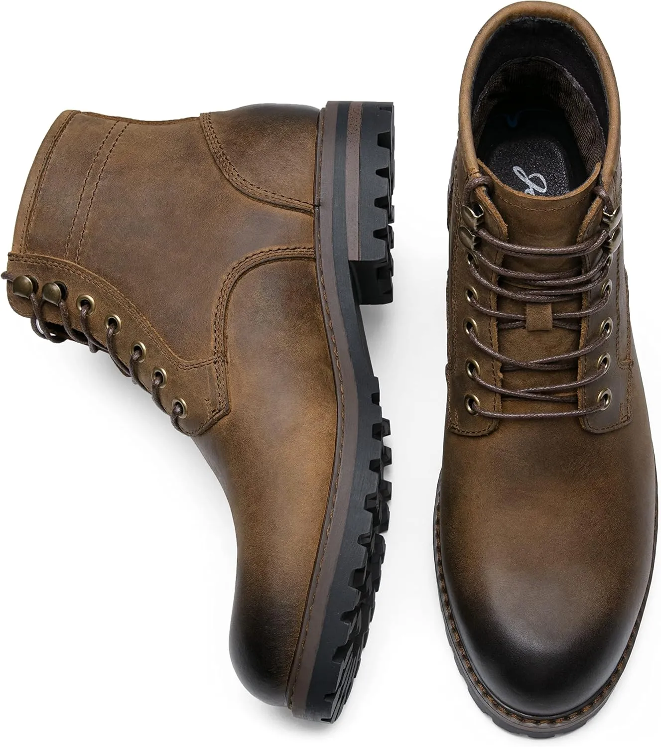 Jousen Men Chukka Boots Premium Leather Black Boots