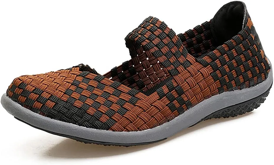 JOYVIP Womens Curly Type Ballet Flats Slip On Comfort Loafers Handmade Woven Shoes
