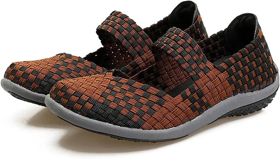 JOYVIP Womens Curly Type Ballet Flats Slip On Comfort Loafers Handmade Woven Shoes