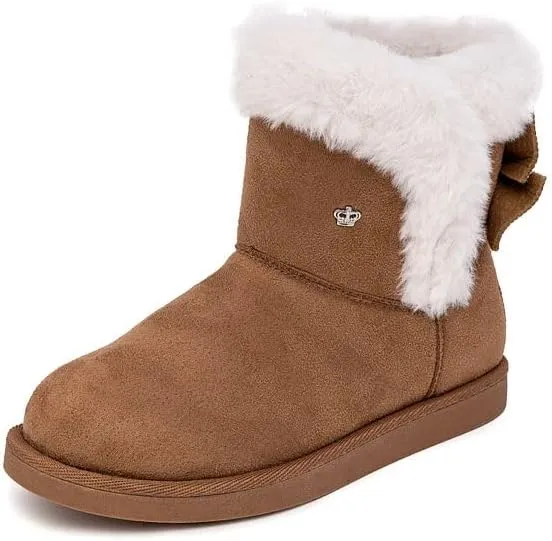 Juicy Couture Girls Winter Fur Boots Warm Insulated Fashion Booties Mid Calf Outdoor Snow Boot for Toddler/Little Kid/Big Kid
