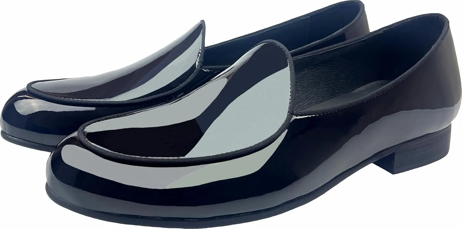 Justar Men's Leather Loafers Belgian Tuxedo Dress Shoes Slip-On Formal Prom Penny Loafers Banquet Flats