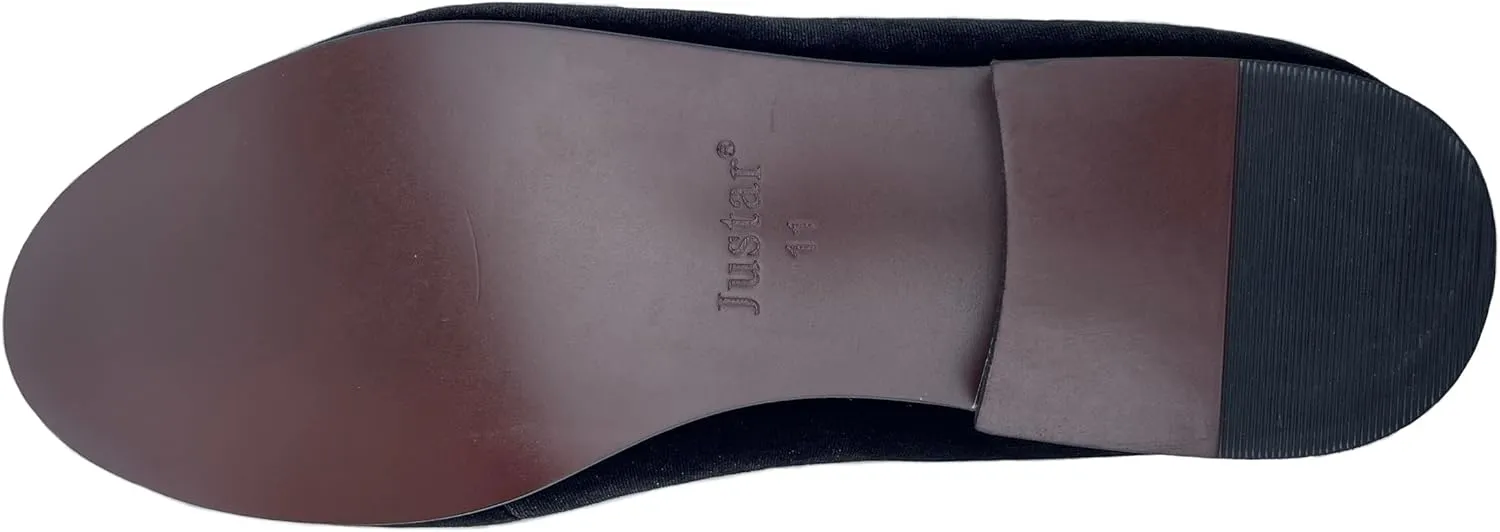 Justar Men's Leather Loafers Belgian Tuxedo Dress Shoes Slip-On Formal Prom Penny Loafers Banquet Flats