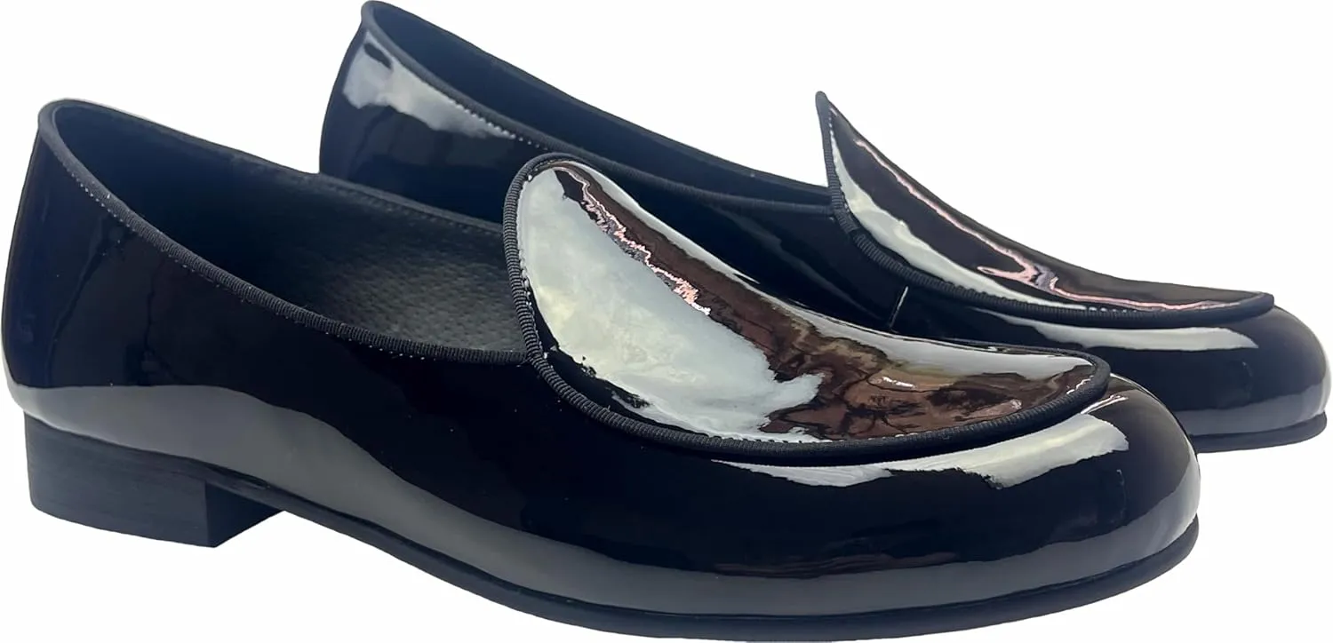 Justar Men's Leather Loafers Belgian Tuxedo Dress Shoes Slip-On Formal Prom Penny Loafers Banquet Flats
