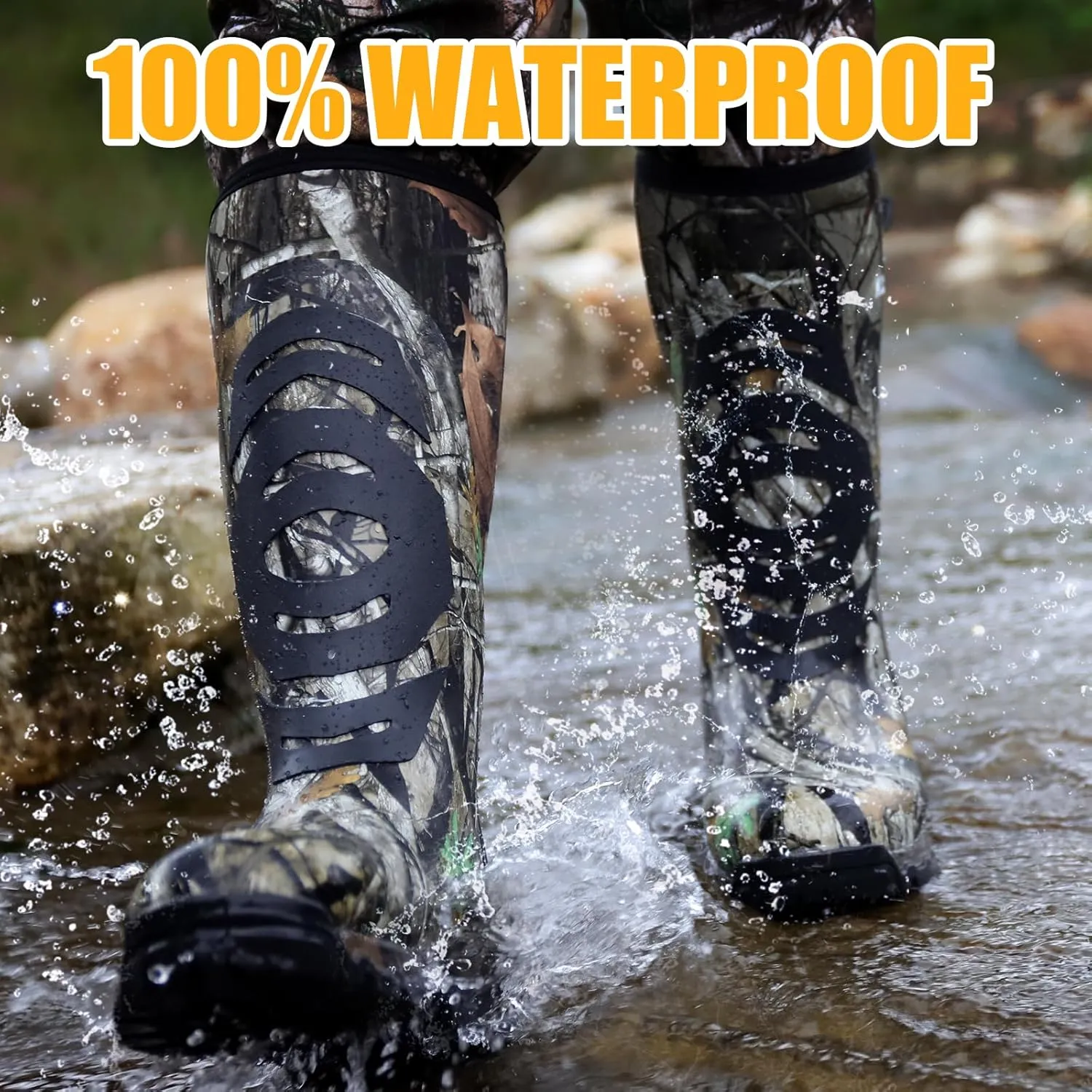 Kalkal Hunting Boots for Men Women, Insulated Waterproof Warm Rubber Boots with 6mm Neoprene Rubber, for Hunting, Gardening, Farming, Fishing, and Yard Work
