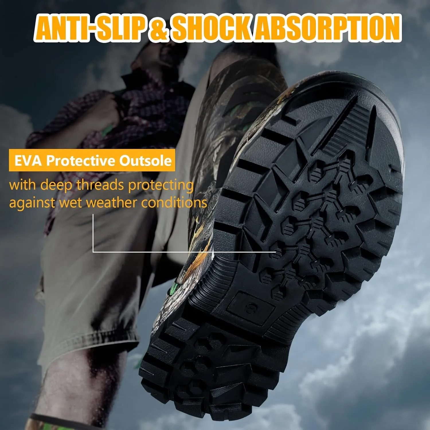 Kalkal Hunting Boots for Men Women, Insulated Waterproof Warm Rubber Boots with 6mm Neoprene Rubber, for Hunting, Gardening, Farming, Fishing, and Yard Work