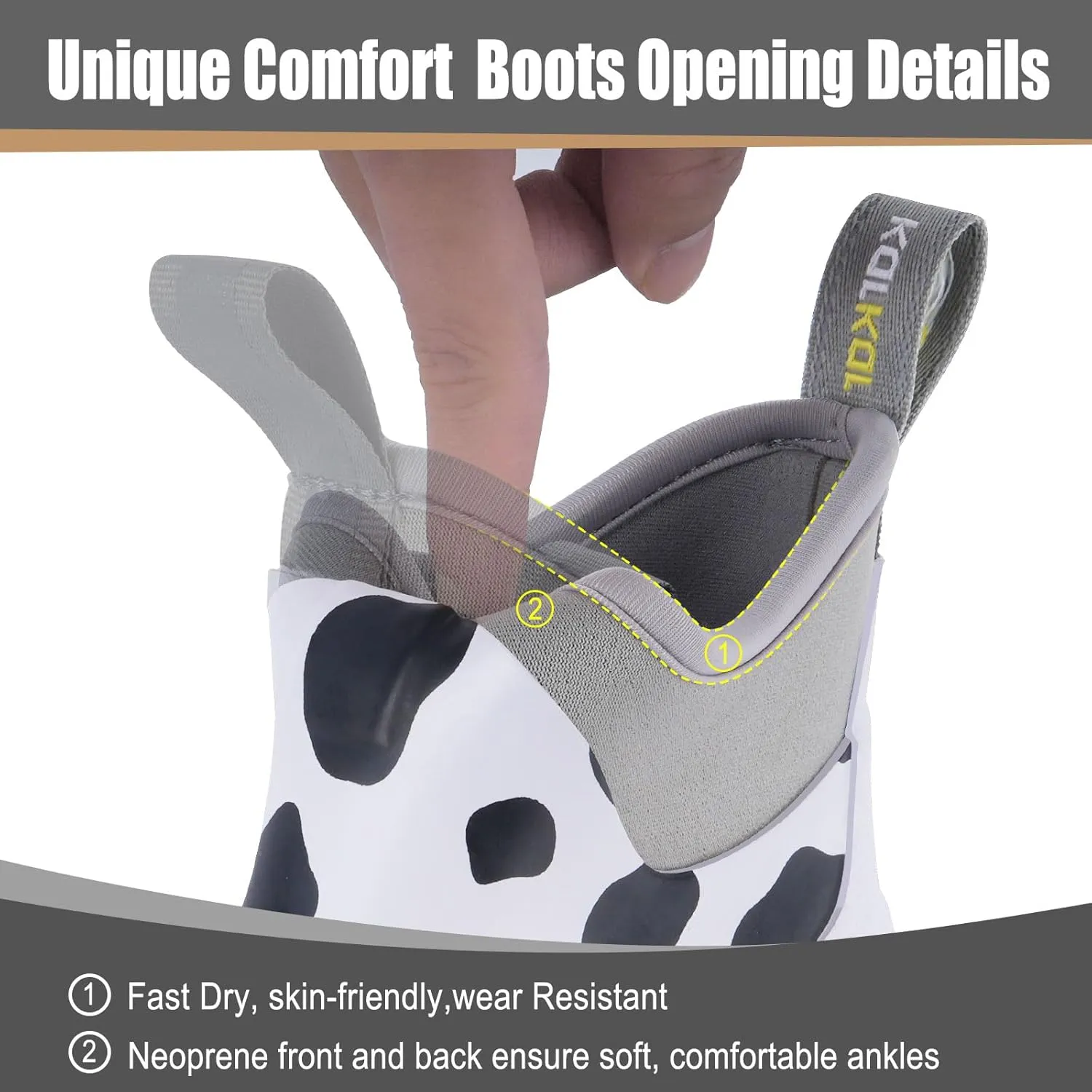 Kalkal Men's Deck Boots, Waterproof Fishing Rain Boots with High Traction, Men's Rubber Boots For Gardening Fishing Boating Camping Sailing