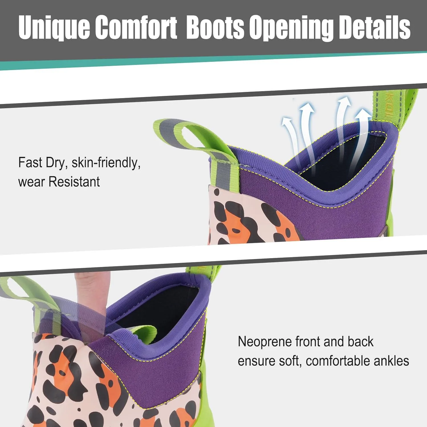 Kalkal Women's Deck Boots, Waterproof Ankle Rain Boots Fishing Boots with High Traction, Women's Rubber Boots For Gardening Fishing Boating Camping