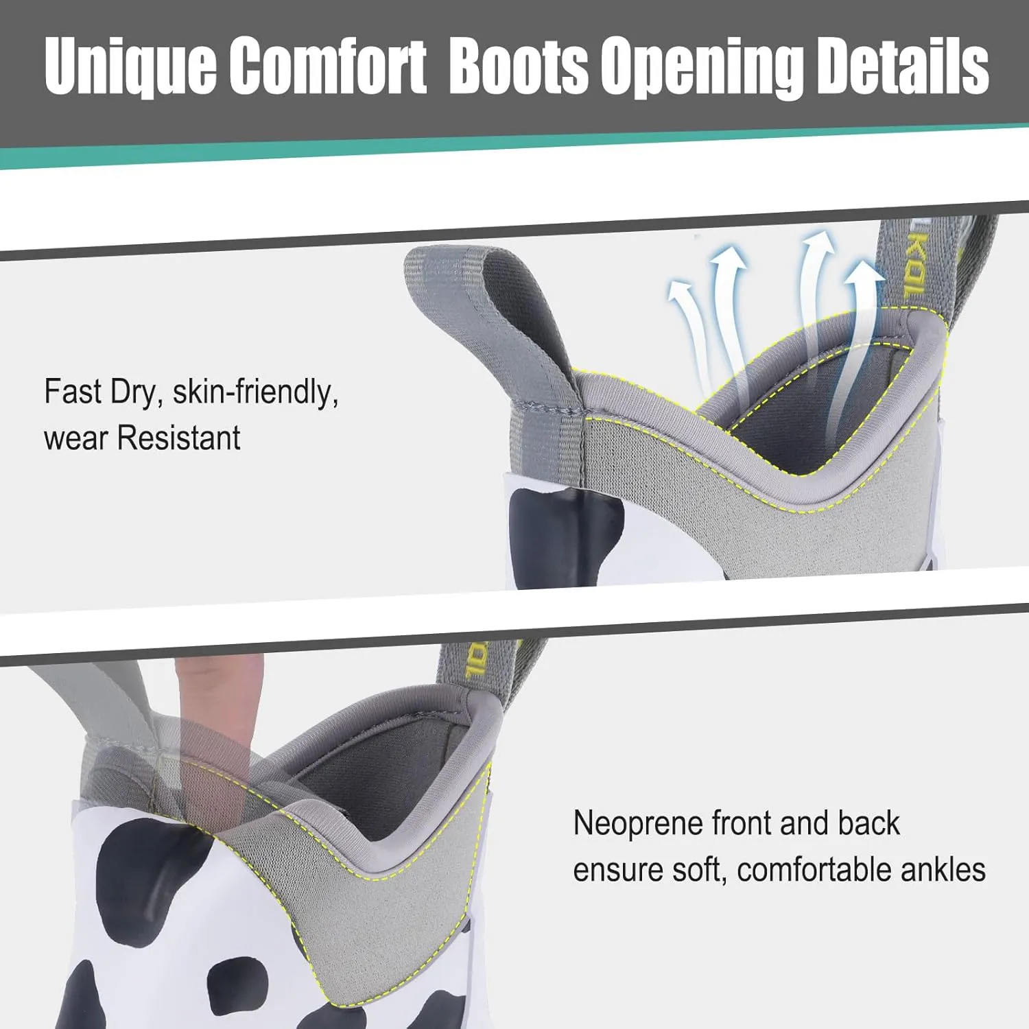 Kalkal Women's Deck Boots, Waterproof Ankle Rain Boots Fishing Boots with High Traction, Women's Rubber Boots For Gardening Fishing Boating Camping