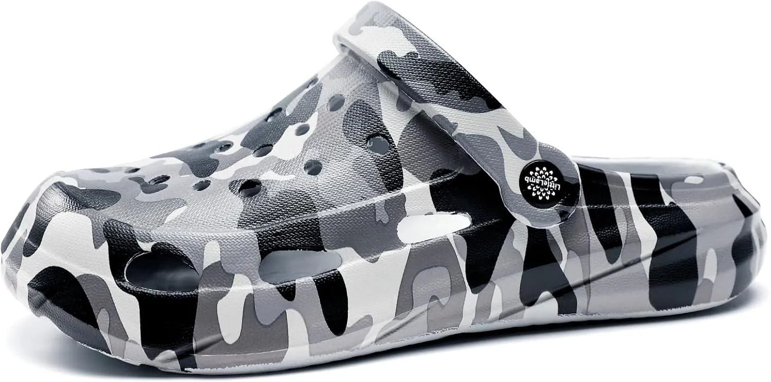 Kids Classic Camo Beach Clogs | Lightweight Water Sandals for Boys - Quick-Dry Non-Slip Light and Durable （Little Kid/Big Kid）