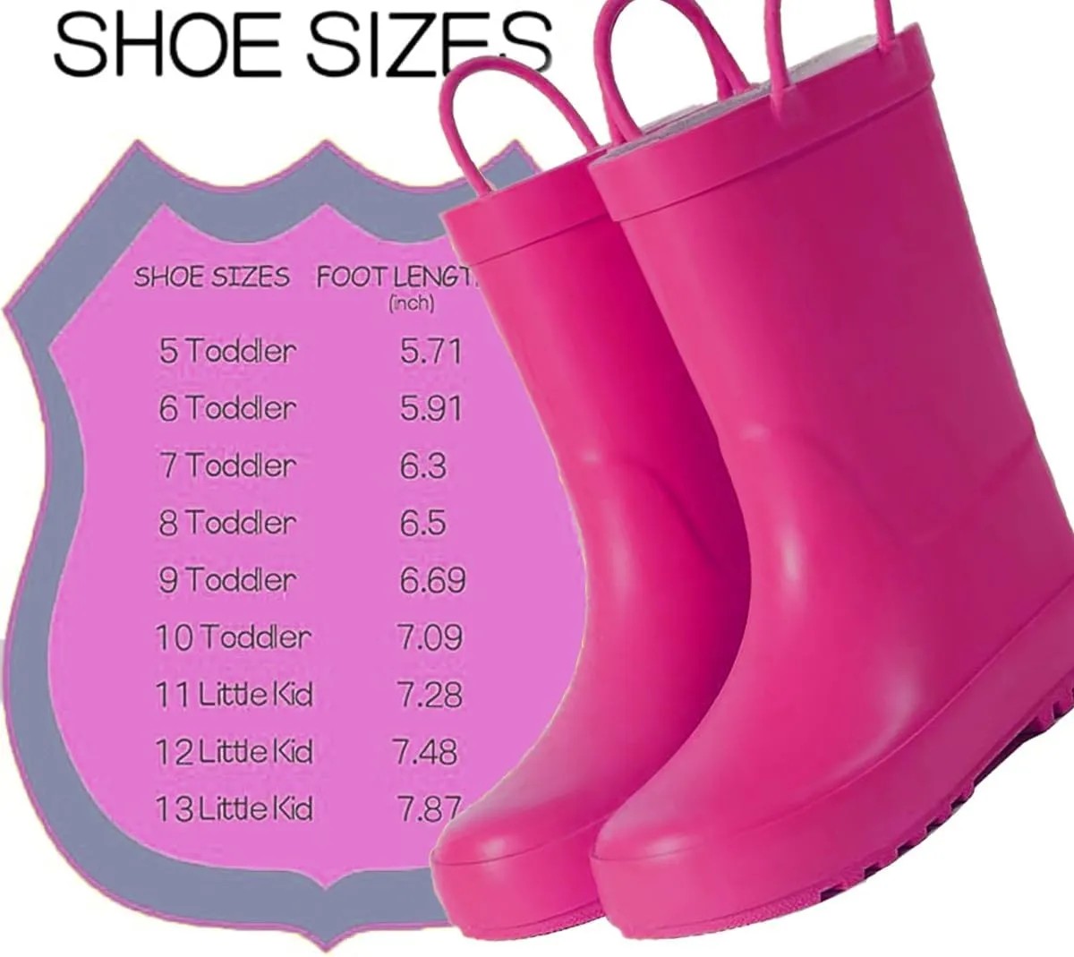 Kids Rain Boots - Toddler Waterproof Rubber Kids Rain Boots for Girls and Boys with Fun Patterns and Easy-On Handles