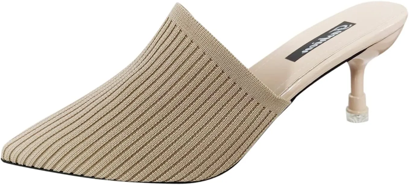 Kitten Heels for Women Short Heel Work Sandals Summer Knit Mules Comfort Pumps Dress Shoes Business Casual Shoes