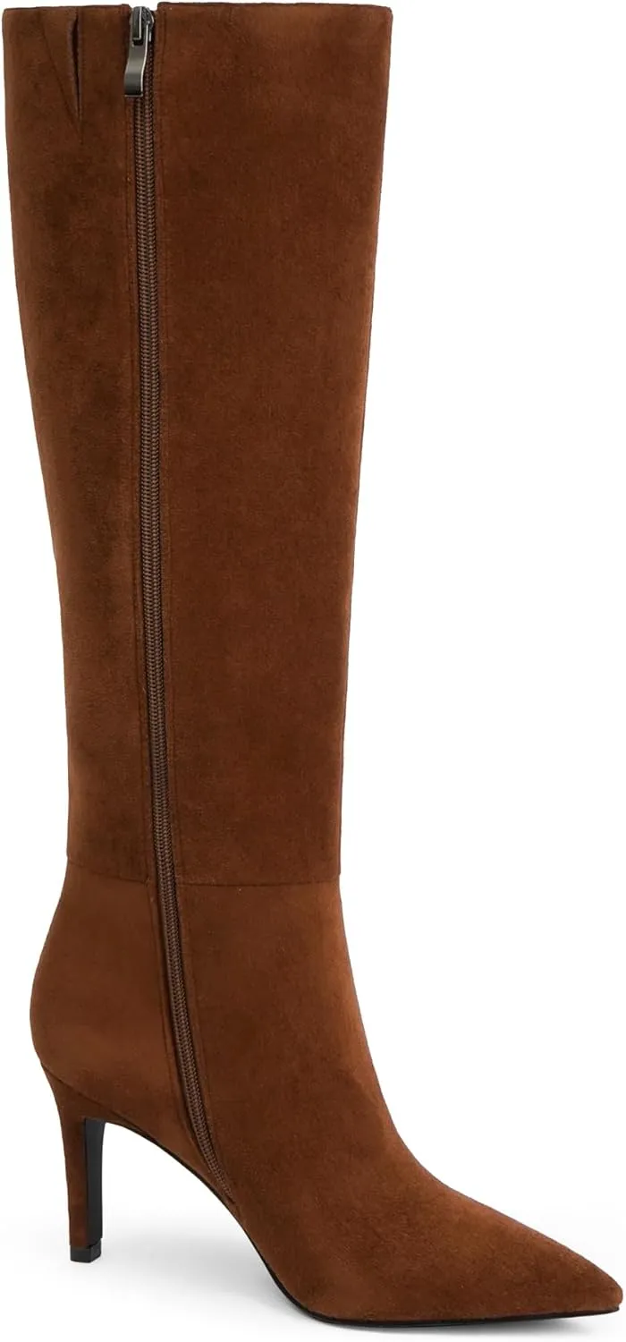 Knee High Boots Women Pointed Toe Tall Boots 3 In Stiletto High Heel Long Boots Side Zipper Dress Knee High Boots