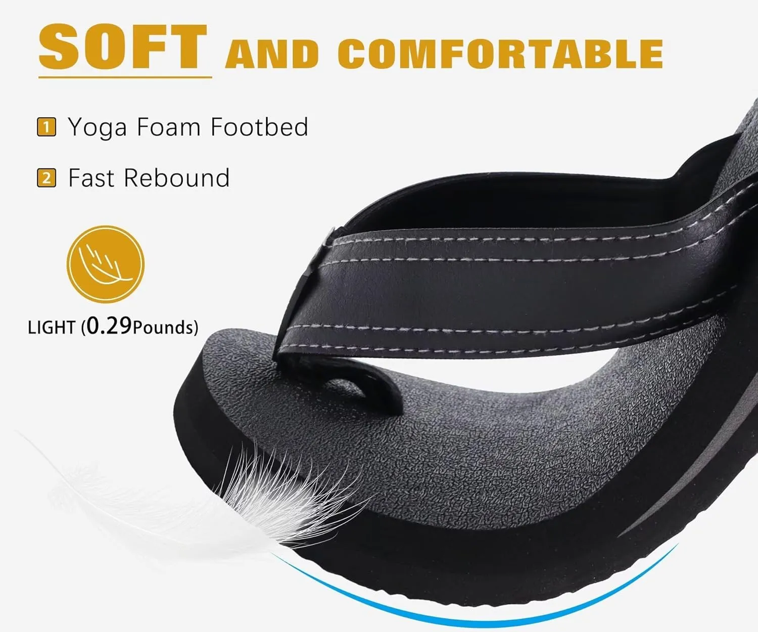 KuaiLu Men's Yoga Mat Leather Flip Flops with Arch Support Comfortable Cushion Walking Thong Sandals Slip On Indoor Outdoor