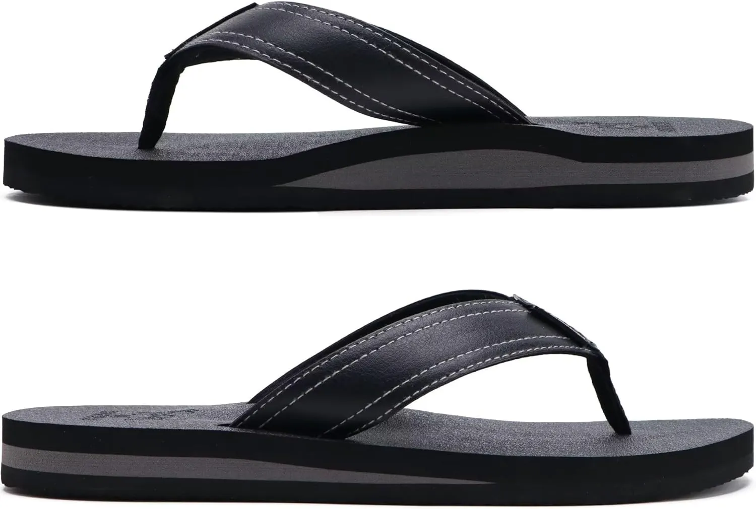 KuaiLu Men's Yoga Mat Leather Flip Flops with Arch Support Comfortable Cushion Walking Thong Sandals Slip On Indoor Outdoor