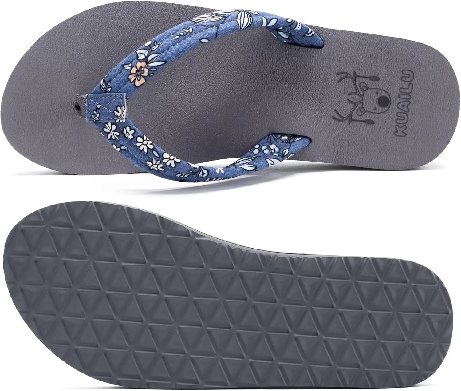 KuaiLu Womens Arch Support Flip Flops Ladies Comfort Lightweight Soft Yoga Mat Cushion Walking Thong Sandals
