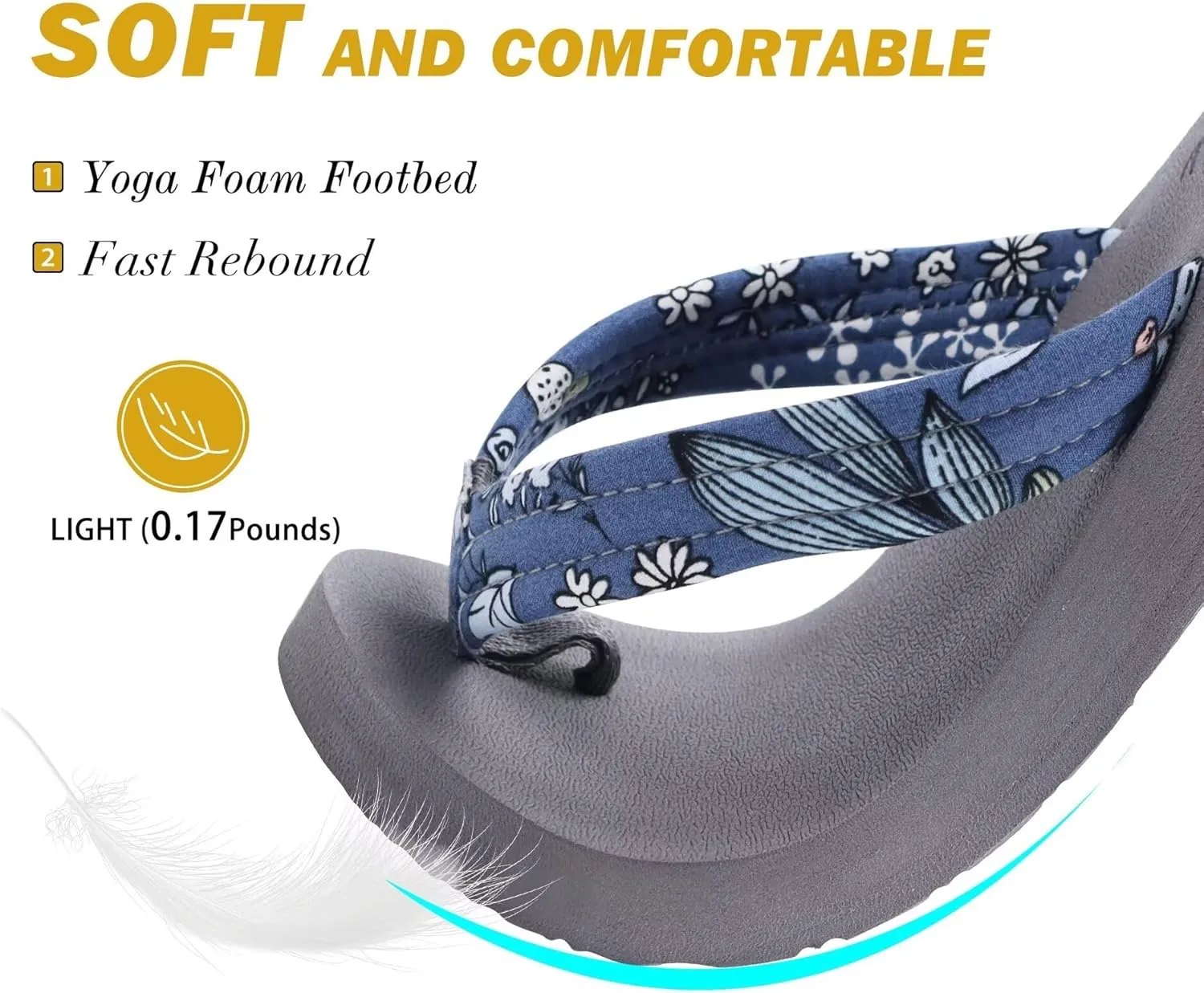 KuaiLu Womens Arch Support Flip Flops Ladies Comfort Lightweight Soft Yoga Mat Cushion Walking Thong Sandals