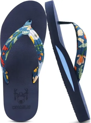 KuaiLu Womens Arch Support Flip Flops Ladies Comfort Lightweight Soft Yoga Mat Cushion Walking Thong Sandals