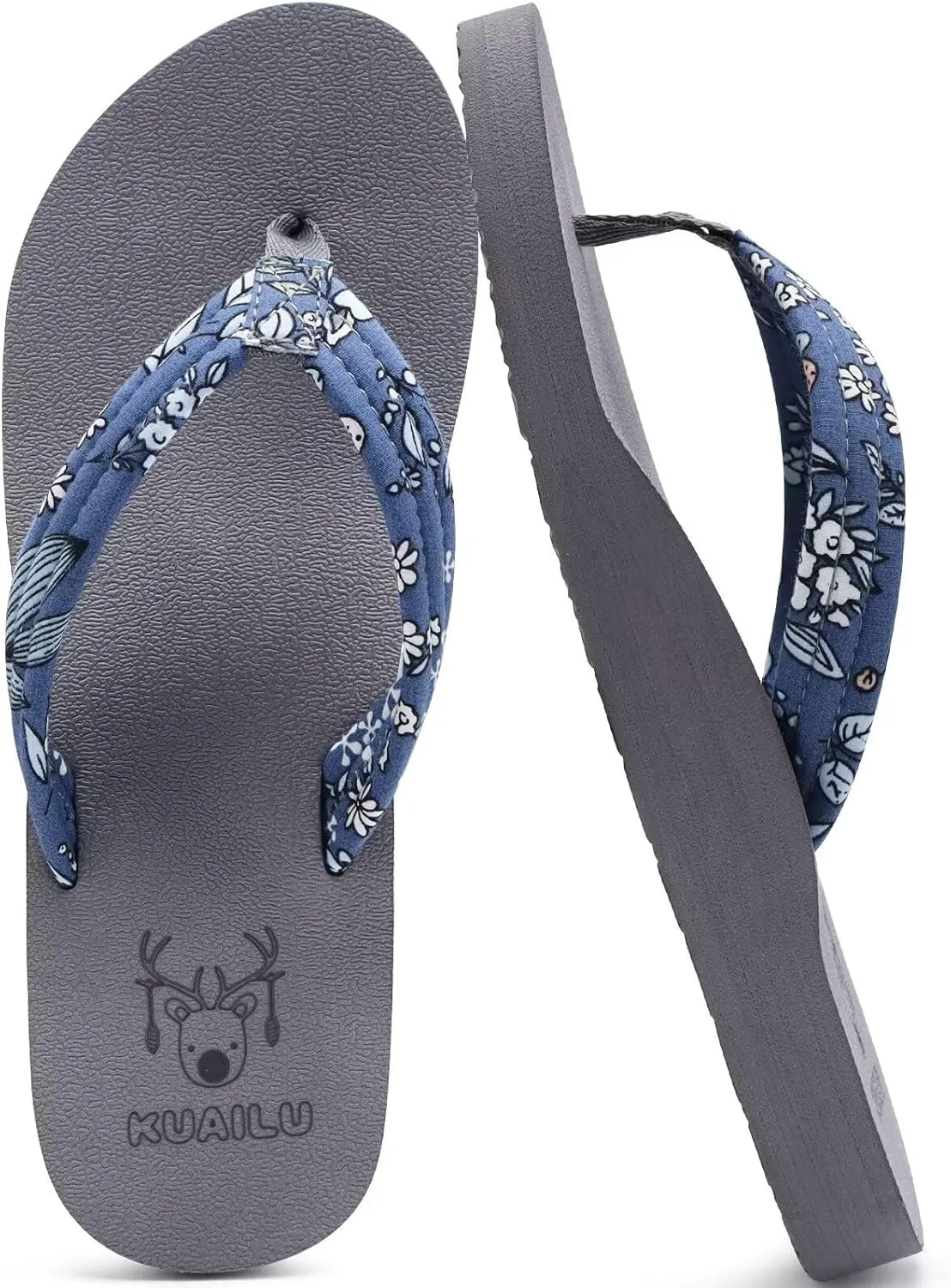 KuaiLu Womens Arch Support Flip Flops Ladies Comfort Lightweight Soft Yoga Mat Cushion Walking Thong Sandals