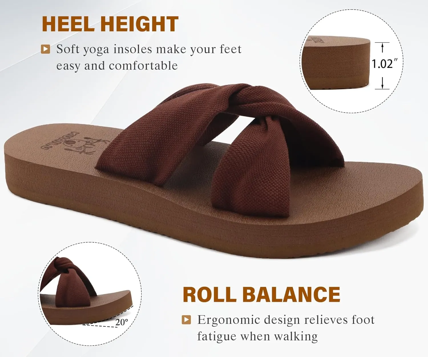 KuaiLu Womens Dressy Sandals with Arch Support Yoga Mat Comfortable Cushion Walking Criss Cross Slides Summer Beach Slip On Indoor Outdoor Slippers