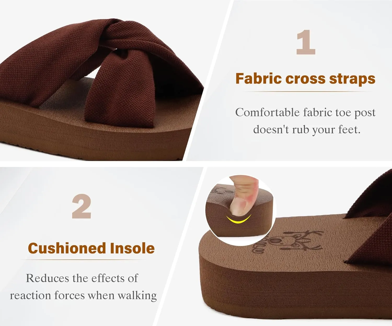 KuaiLu Womens Dressy Sandals with Arch Support Yoga Mat Comfortable Cushion Walking Criss Cross Slides Summer Beach Slip On Indoor Outdoor Slippers