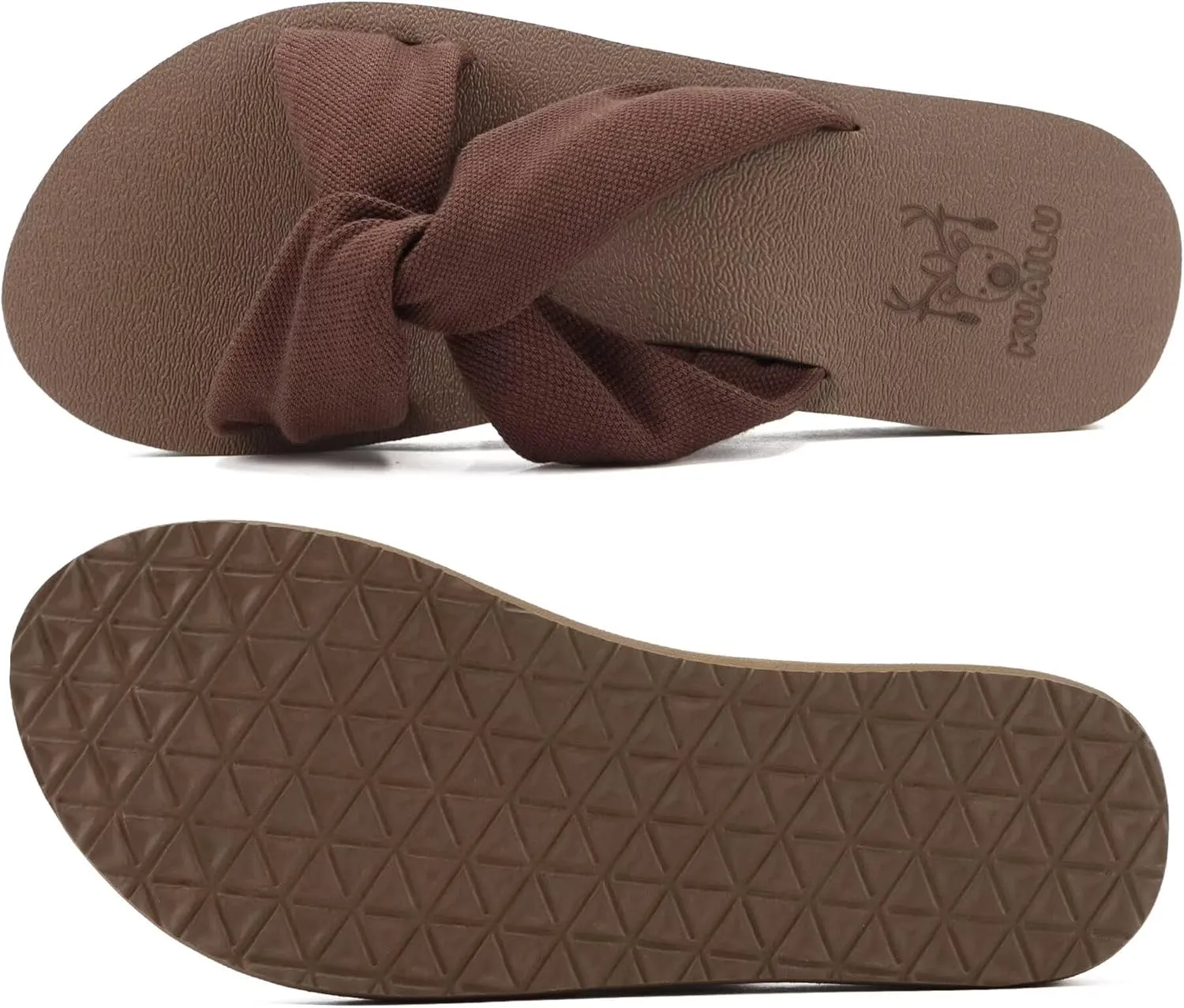 KuaiLu Womens Dressy Sandals with Arch Support Yoga Mat Comfortable Cushion Walking Criss Cross Slides Summer Beach Slip On Indoor Outdoor Slippers