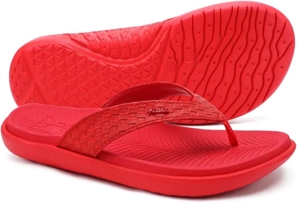 KuaiLu Womens Flip Flops Ladies Yoga Mat Comfortable Walking Thong Sandals With Plantar Fasciitis Arch Support Slip On Indoor Outdoor For Summer