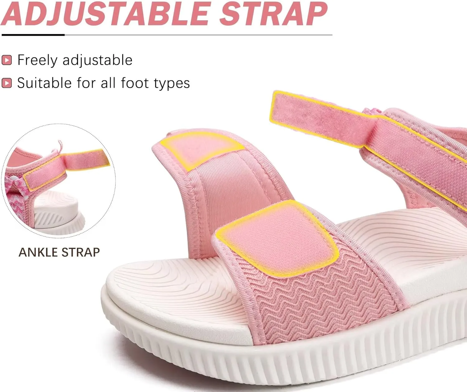 KuaiLu Womens Orthopedic Walking Sandals Ladies Recovery Sport Thick Athletic Cushion Outdoor Hiking Water Sandles Adjustable Strap Sandals with Comfortable Plantar Fasciitis Arch Support