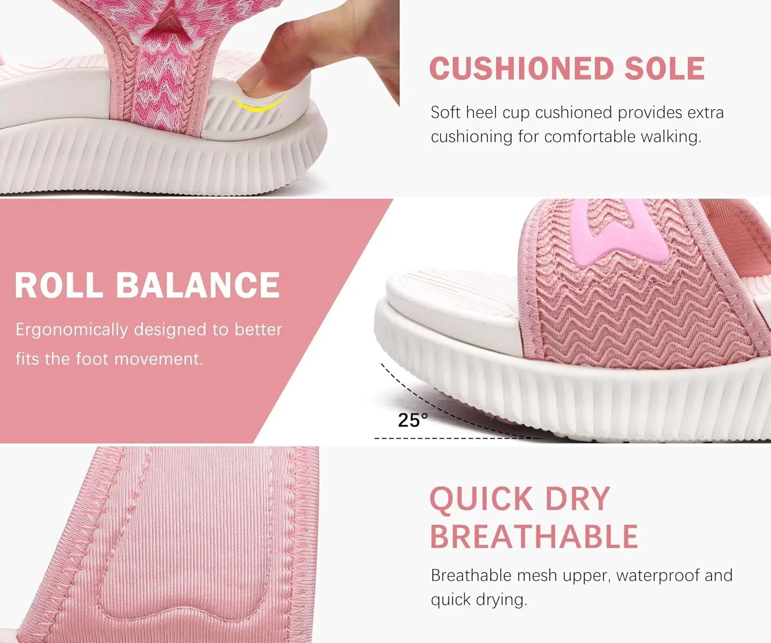 KuaiLu Womens Orthopedic Walking Sandals Ladies Recovery Sport Thick Athletic Cushion Outdoor Hiking Water Sandles Adjustable Strap Sandals with Comfortable Plantar Fasciitis Arch Support