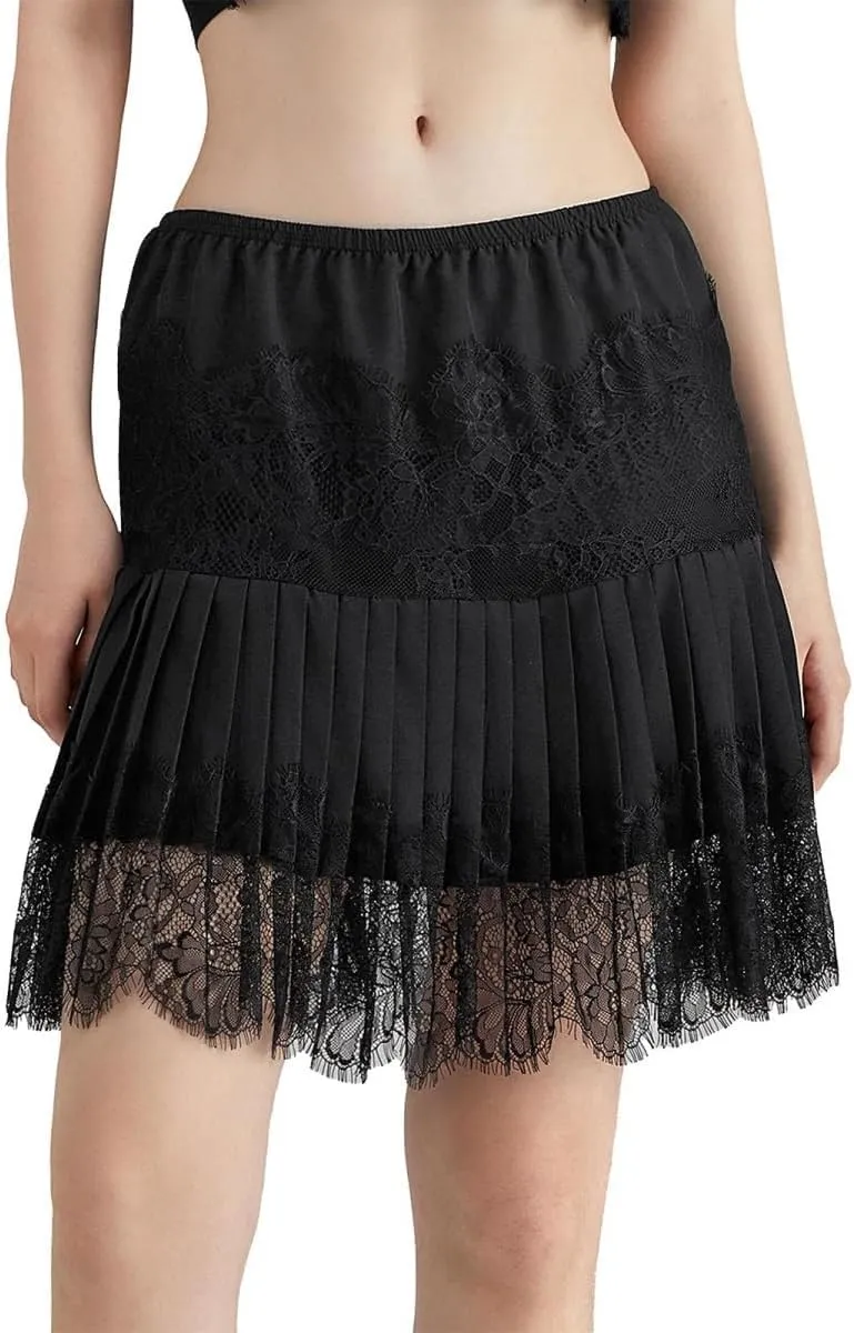 Lace Skirts, Y2K Lace Skirts for Women with Ruffle Floral, Widened Low Waist Layered Slip Skirt S-3XL