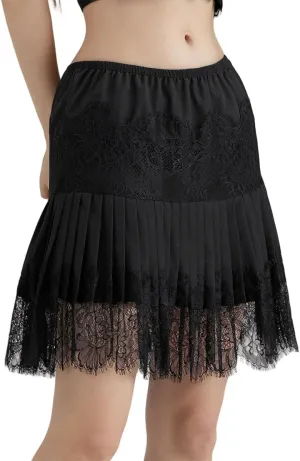 Lace Skirts, Y2K Lace Skirts for Women with Ruffle Floral, Widened Low Waist Layered Slip Skirt S-3XL