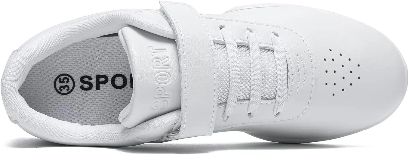 LANDHIKER Girls Cheer Shoes White Cheerleading Shoes Dance Athletic Training Tennis Breathable Youth Dancing Lightweight Competition Comfortable Cheer Sneakers